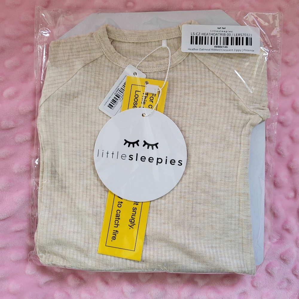 Heather Oatmeal Ribbed Crescent Zippy